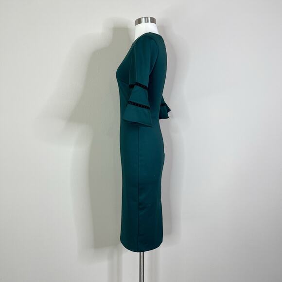 Ted Baker | Filnio Forest Green Bell Sleeve Fitted Sheath Cocktail Work Dress 2 - Picture 9 of 11
